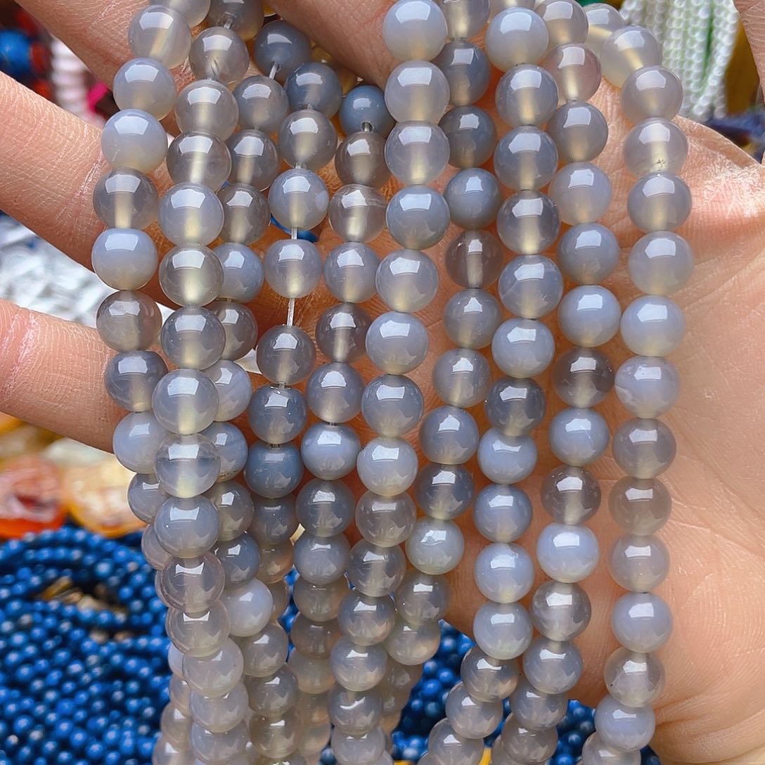 玛瑙/玉髓珠宝半成品未镶嵌烟灰玛瑙1条卡8