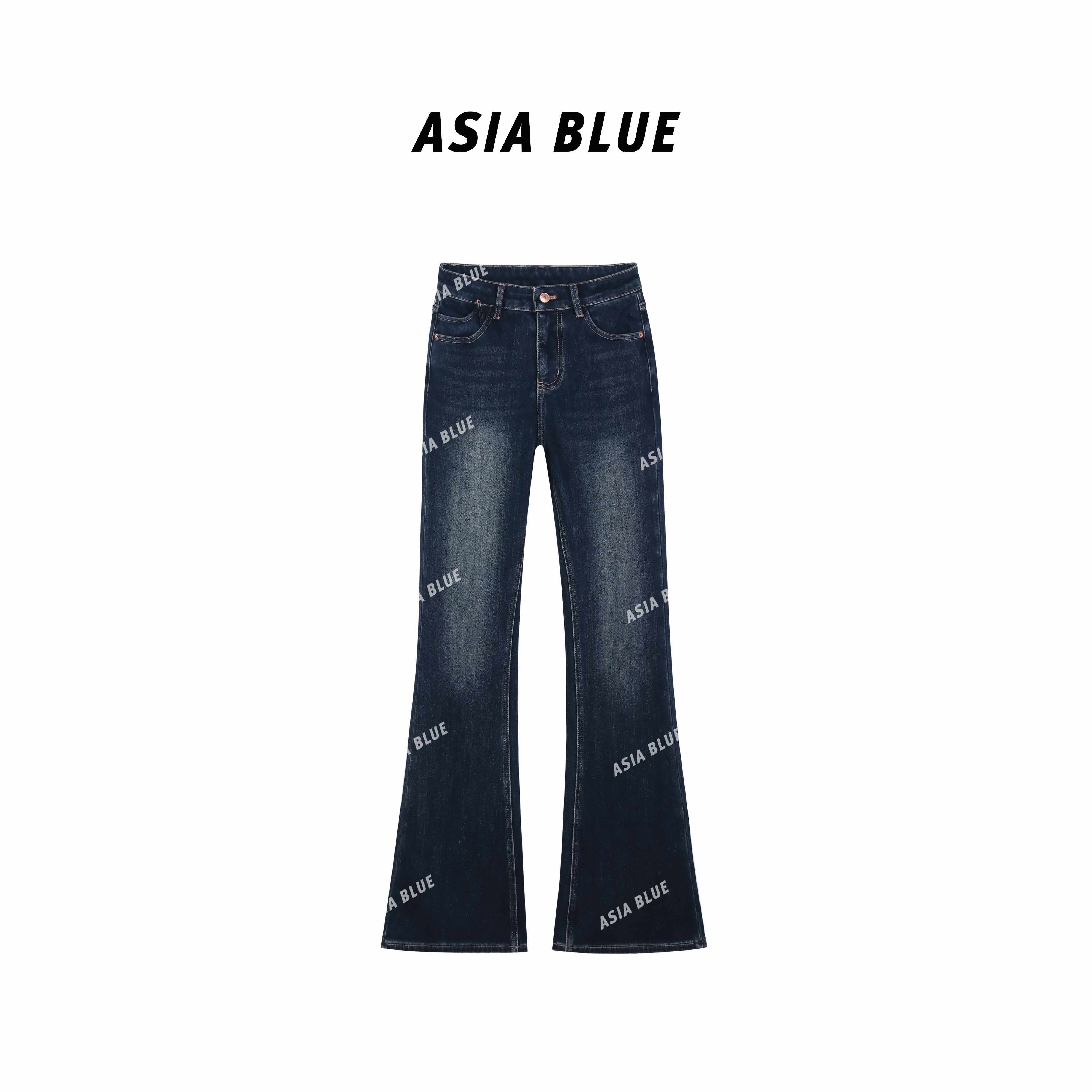 【ASIA BLUE】· 雾蓝 ·2025秋冬显瘦加绒四面弹微喇拖地牛仔裤L2099