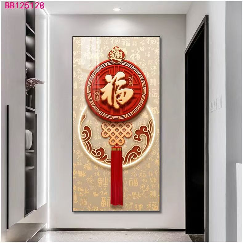 新中式高级感福字中国结入户玄关装饰画客厅走廊过道挂画