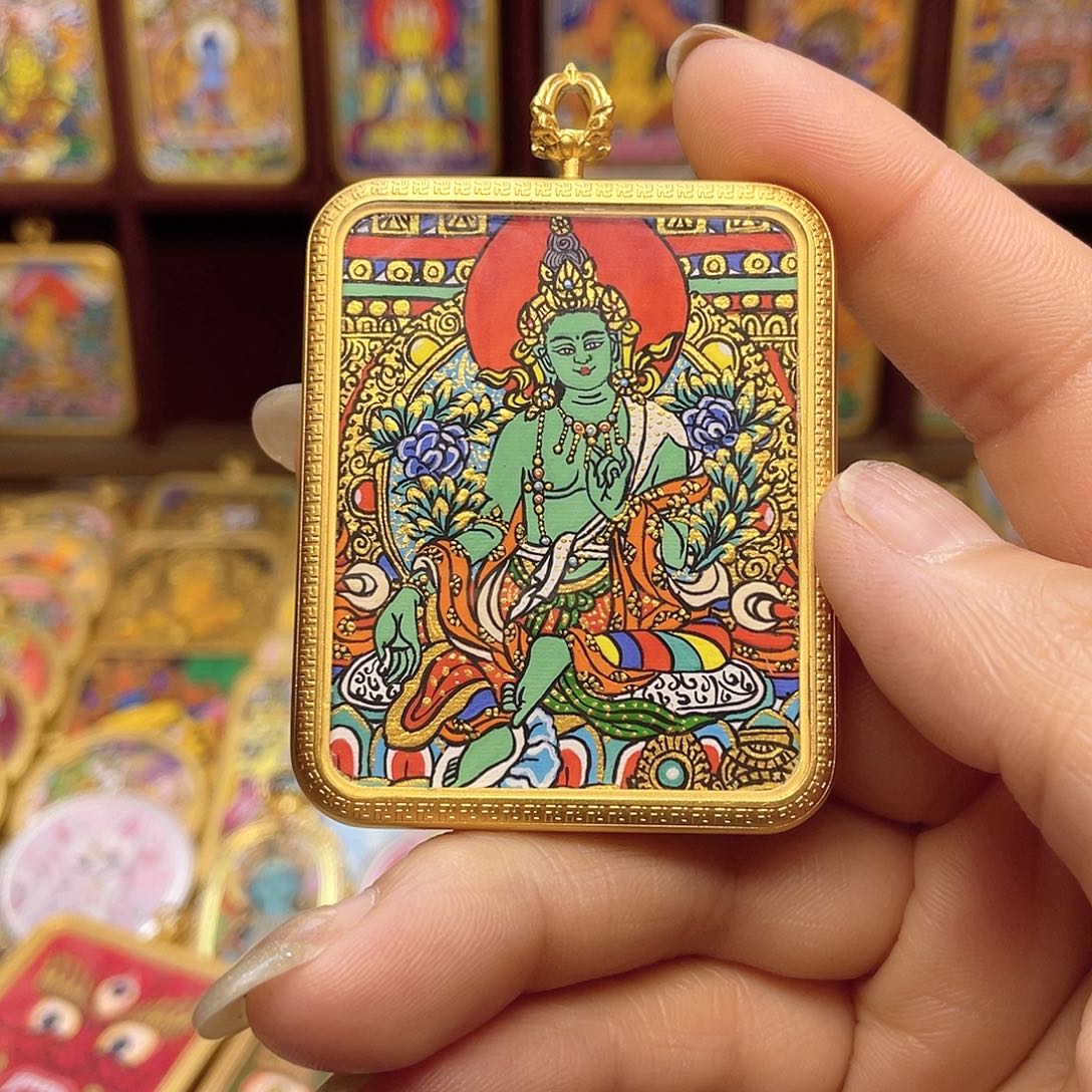 吊坠手绘唐卡绿妈妈