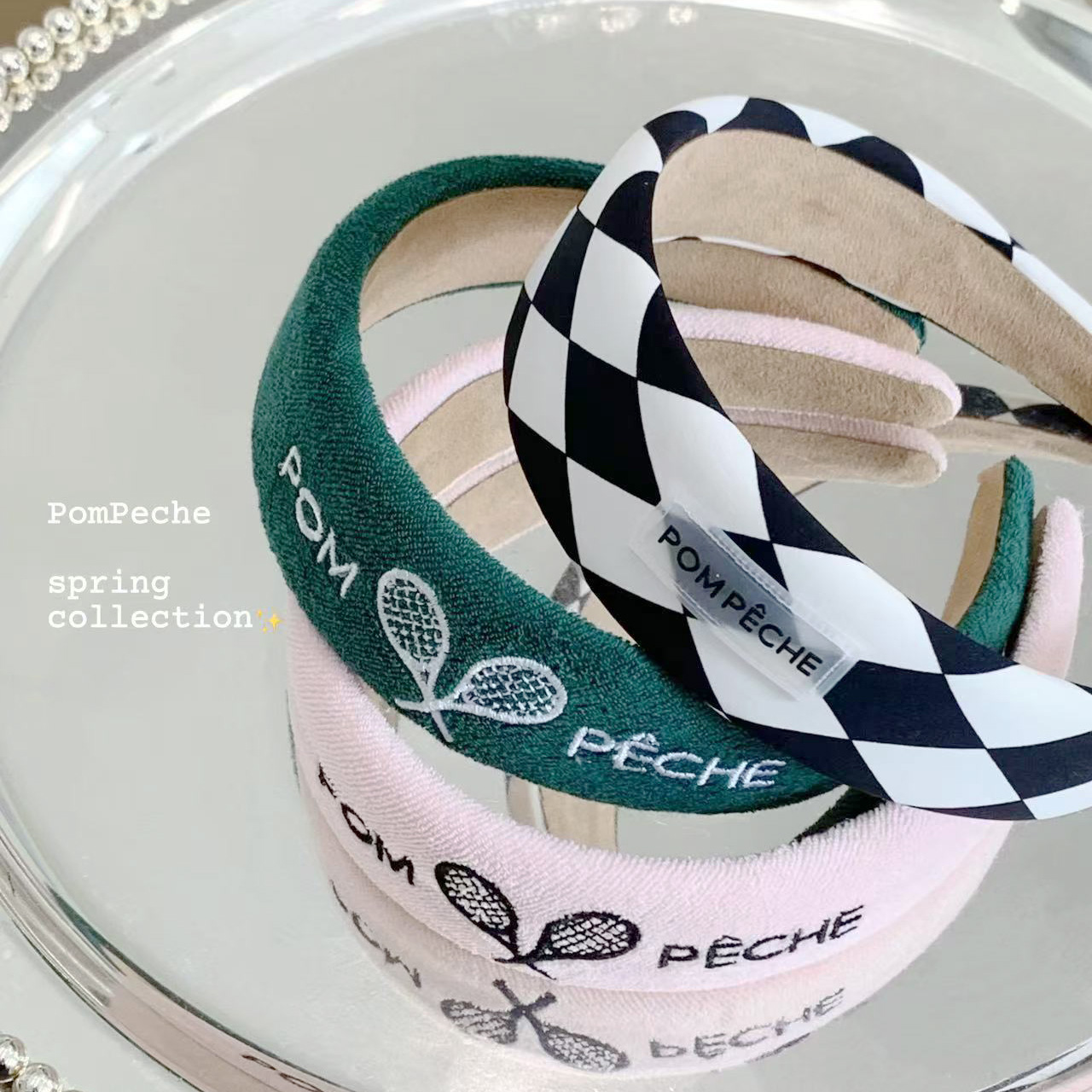 PomPeche彭派奇网球发箍女字母刺绣高颅顶简约休闲运动头箍