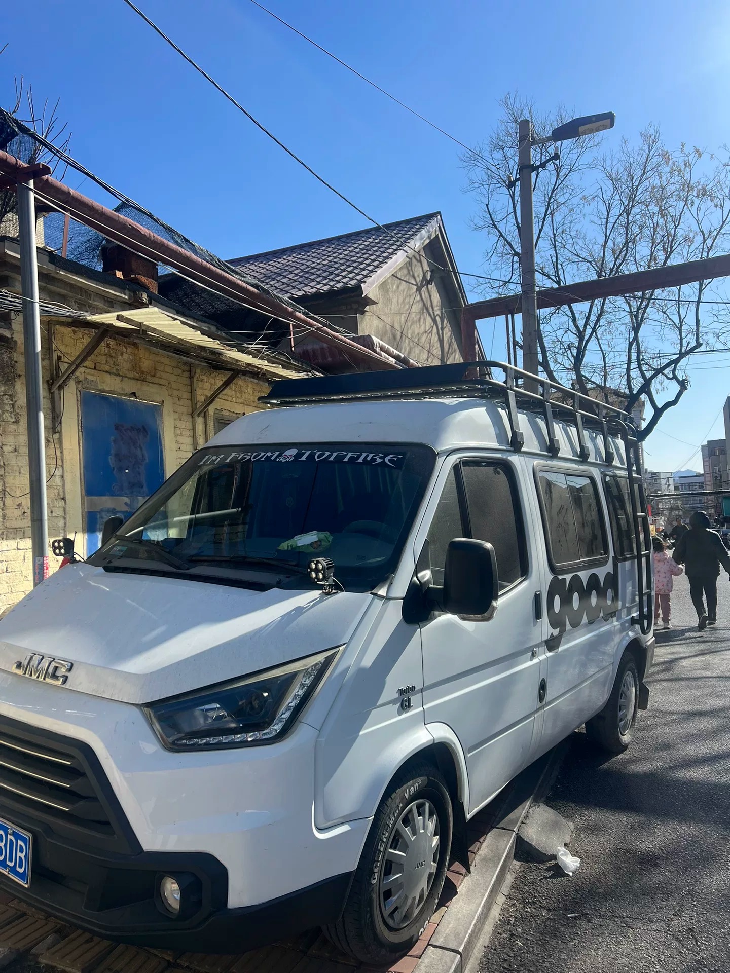 江铃特顺车顶专用款网格款侧爬梯射灯改装行李架车载无损安装货车