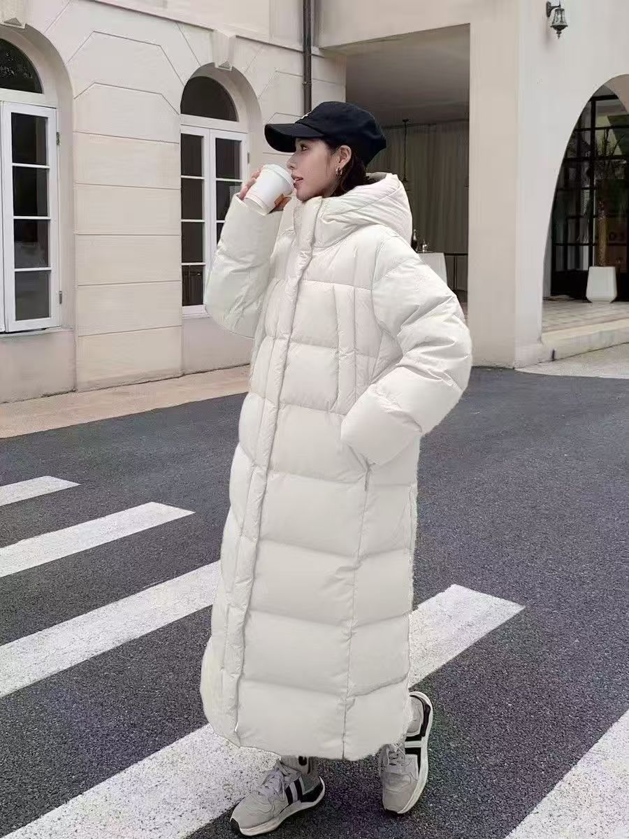 2025新款大长款 95白鸭绒 连帽宽松过膝款