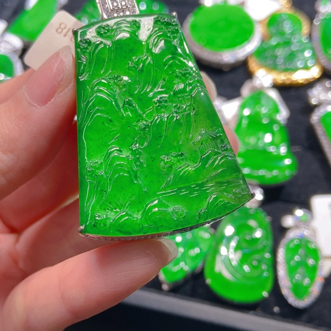 翡翠吊坠(不含链)银S925镶嵌