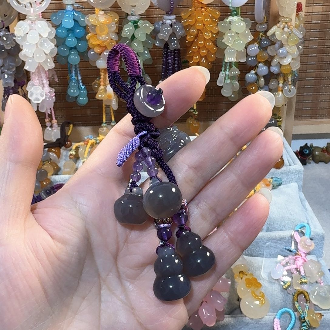 玛瑙/玉髓貔貅钥匙扣未镶嵌