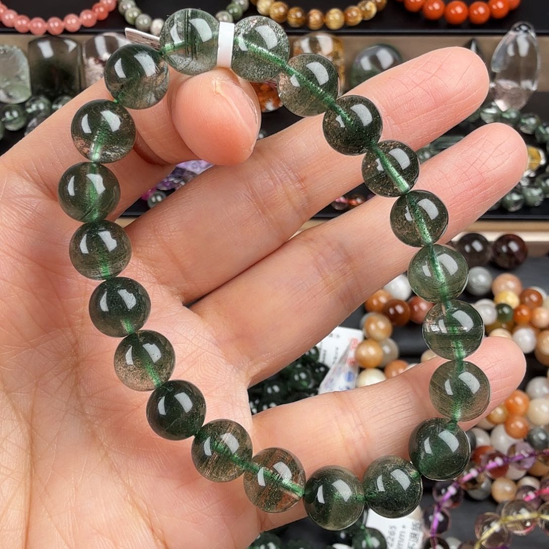 水晶手链未镶嵌天然绿幽灵步步高升千层