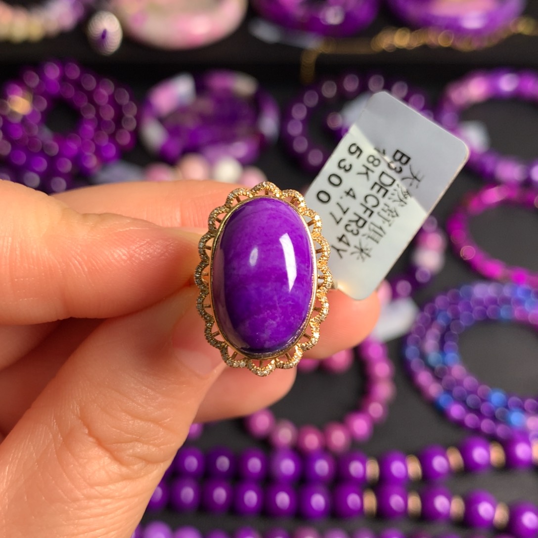 苏纪石（舒俱来）樱花幻彩戒指18K金镶嵌