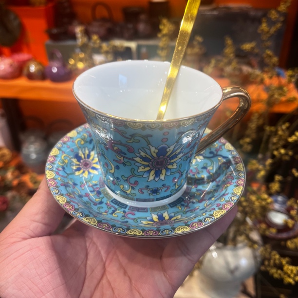 友名 珐琅彩天蓝咖啡杯家用自用款5686（直播专享）