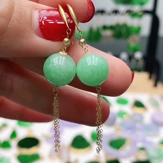 翡翠耳饰18K金镶嵌耳饰