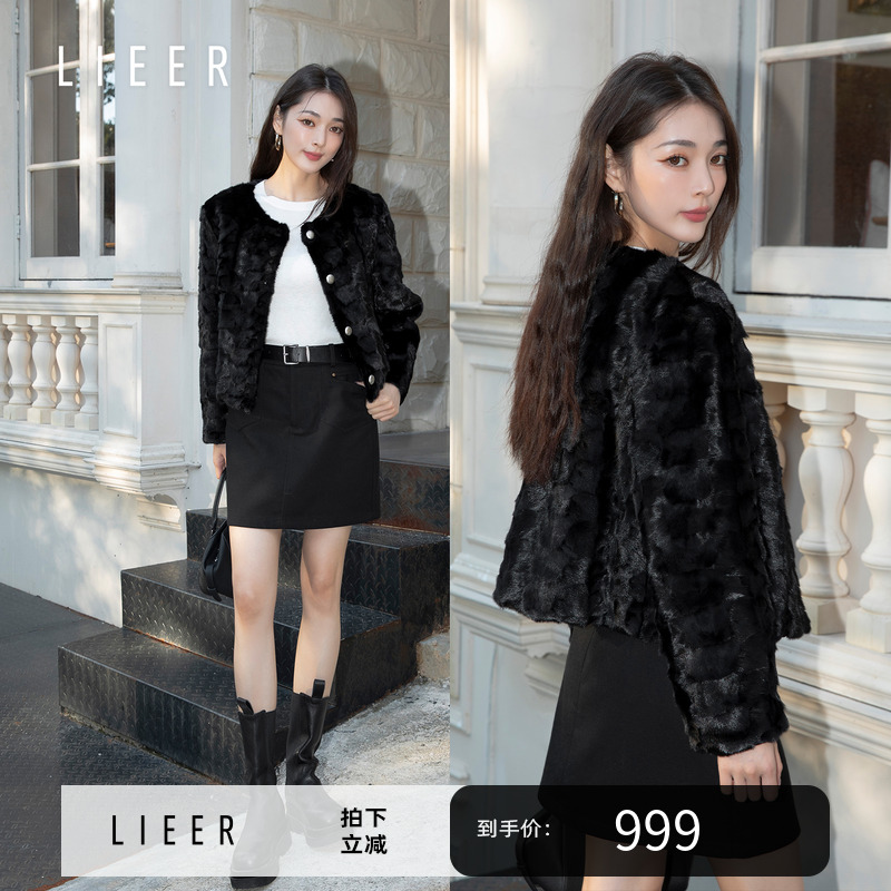 SASA「月牙貂」 烈儿 进口月牙水貂高端鼎奢黑金皮草 L53PCN165