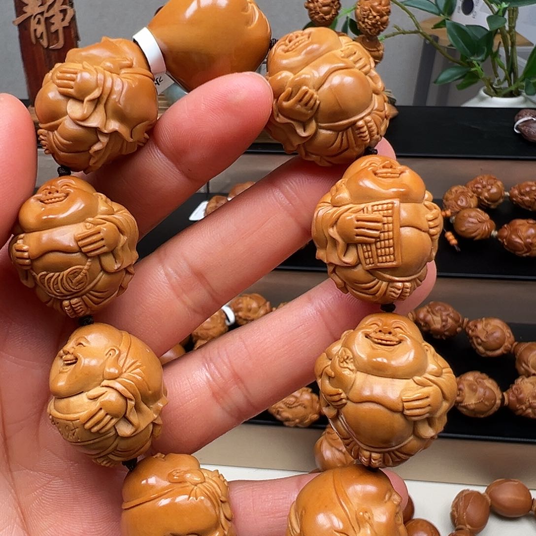 橄榄核吊坠弥勒手串