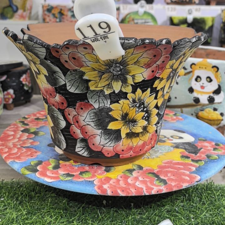 红泥花盆景德镇陶瓷