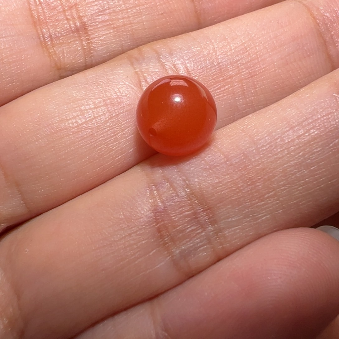 南红玛瑙珠宝奇石未镶嵌柿子红圆珠9.5