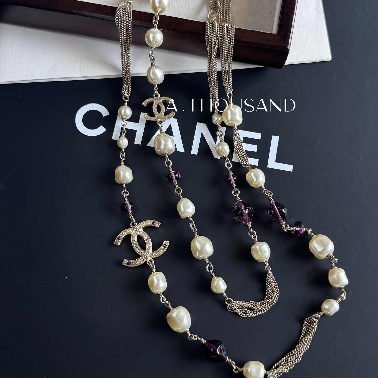 95新 Chanel/香奈儿 紫水晶珍珠串珠项链-41411123