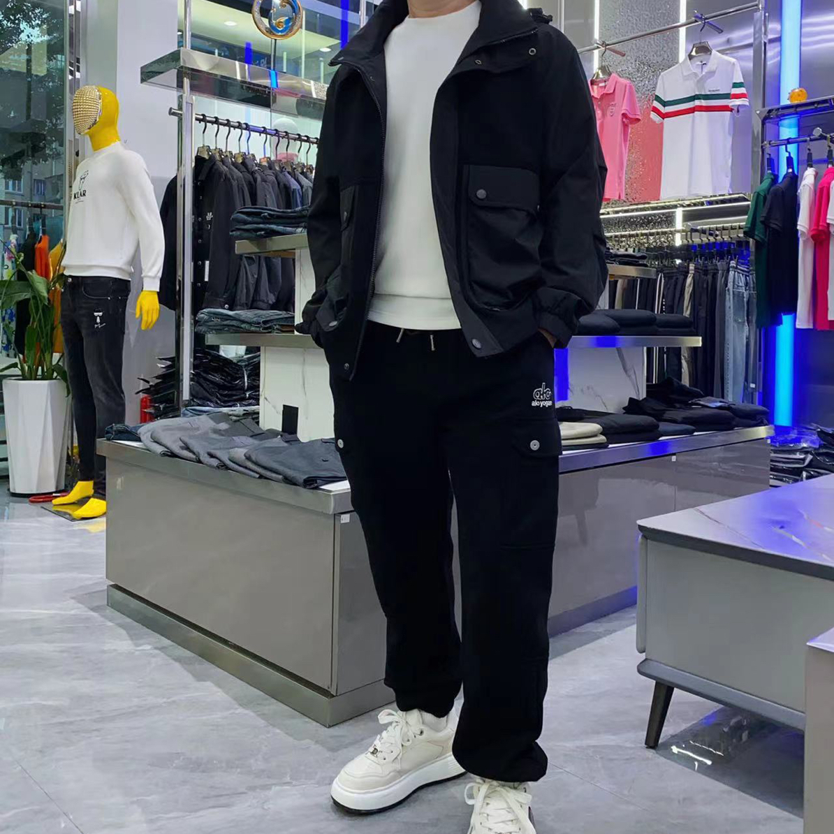 【中州名品】8829潮牌拼接大口袋男士秋款立领夹克外套