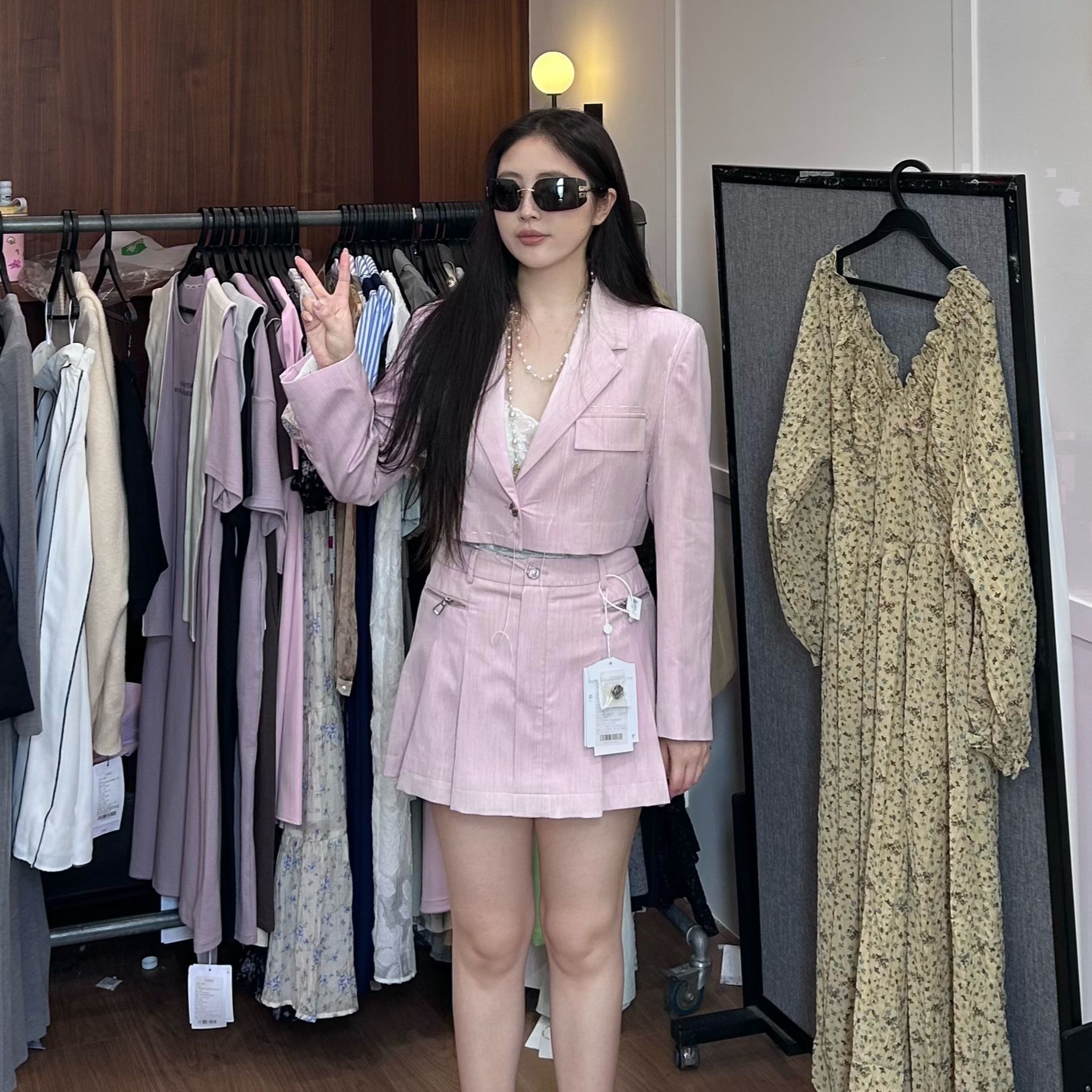 晶咕手工拱针西装外套+短裙2件套外套气质短款时尚休闲百搭女士