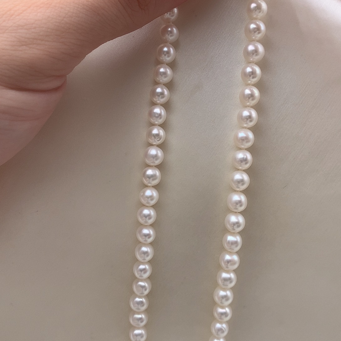 淡水珍珠银S925镶嵌项链6.5-7.5mm无核