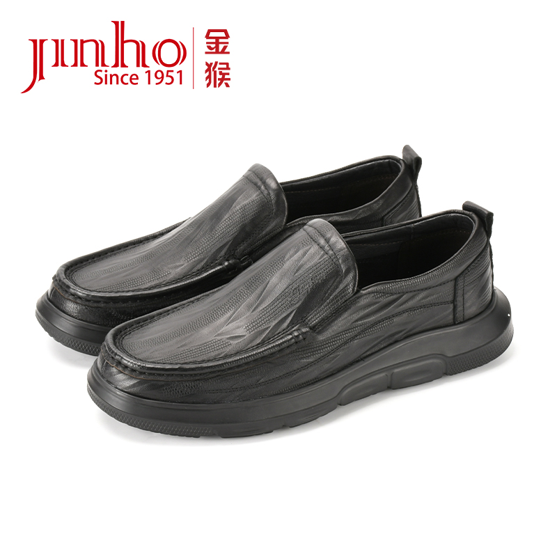 Jinho/金猴【开仓特惠】一脚蹬商务皮鞋黑色休闲皮鞋舒适2503423A/B