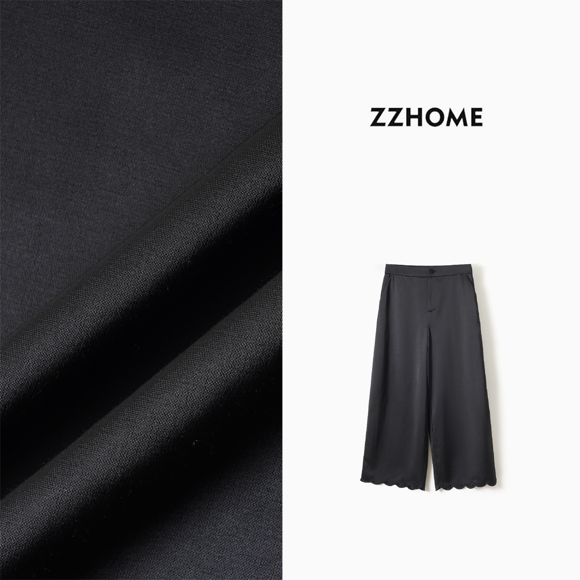 ZOZO HOME | 新精致光感简线条花边垂感百搭女士九分裤子q173964p