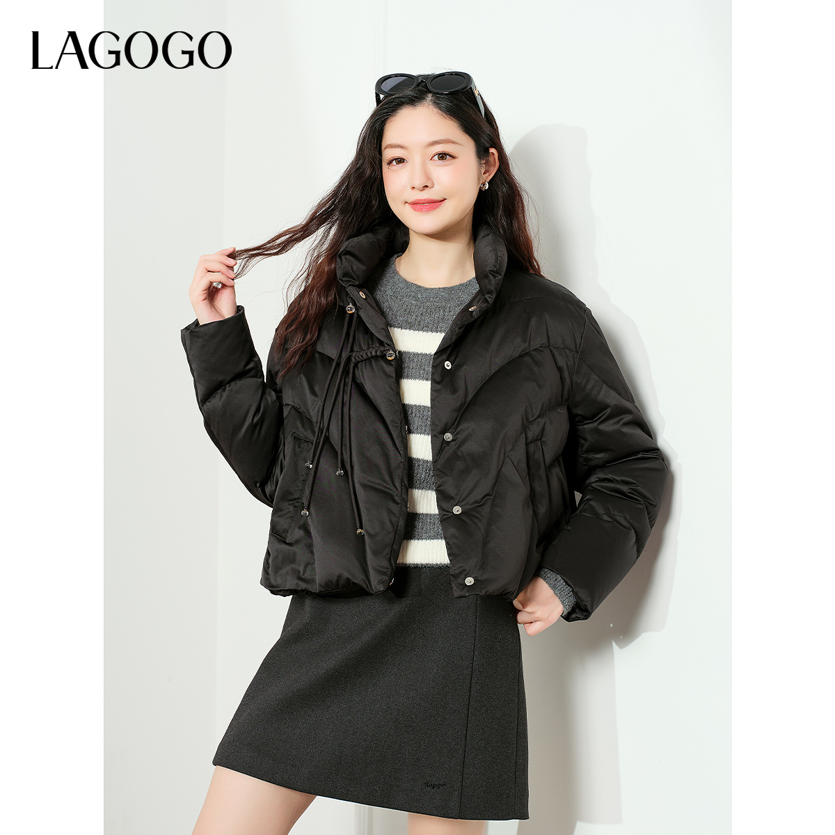 lagogo拉谷谷年新新中式百搭显瘦通勤羽绒服女NCYY23XC57