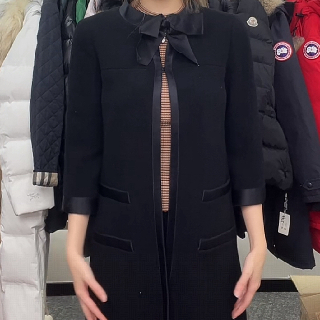 99新 Chanel/香奈儿 香奈儿蝴蝶结长款大衣 36码 Z306