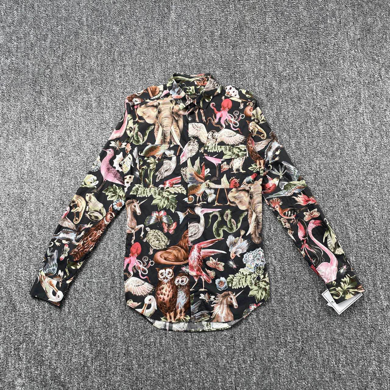 99新 Valentino/华伦天奴 23991/花色圆领动物印花衬衫/37码/99新