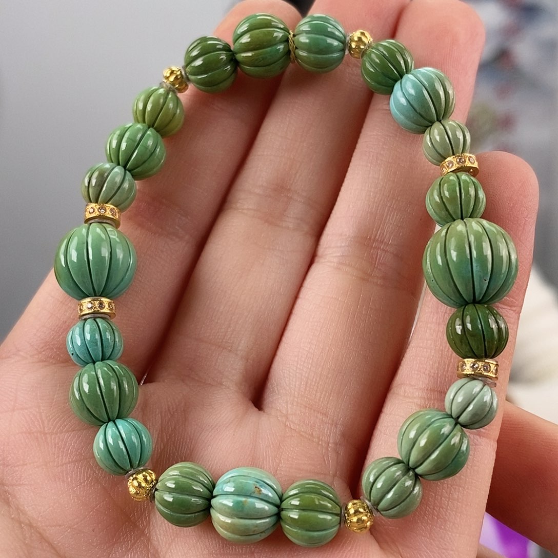 绿松石18K金镶嵌珠宝奇石