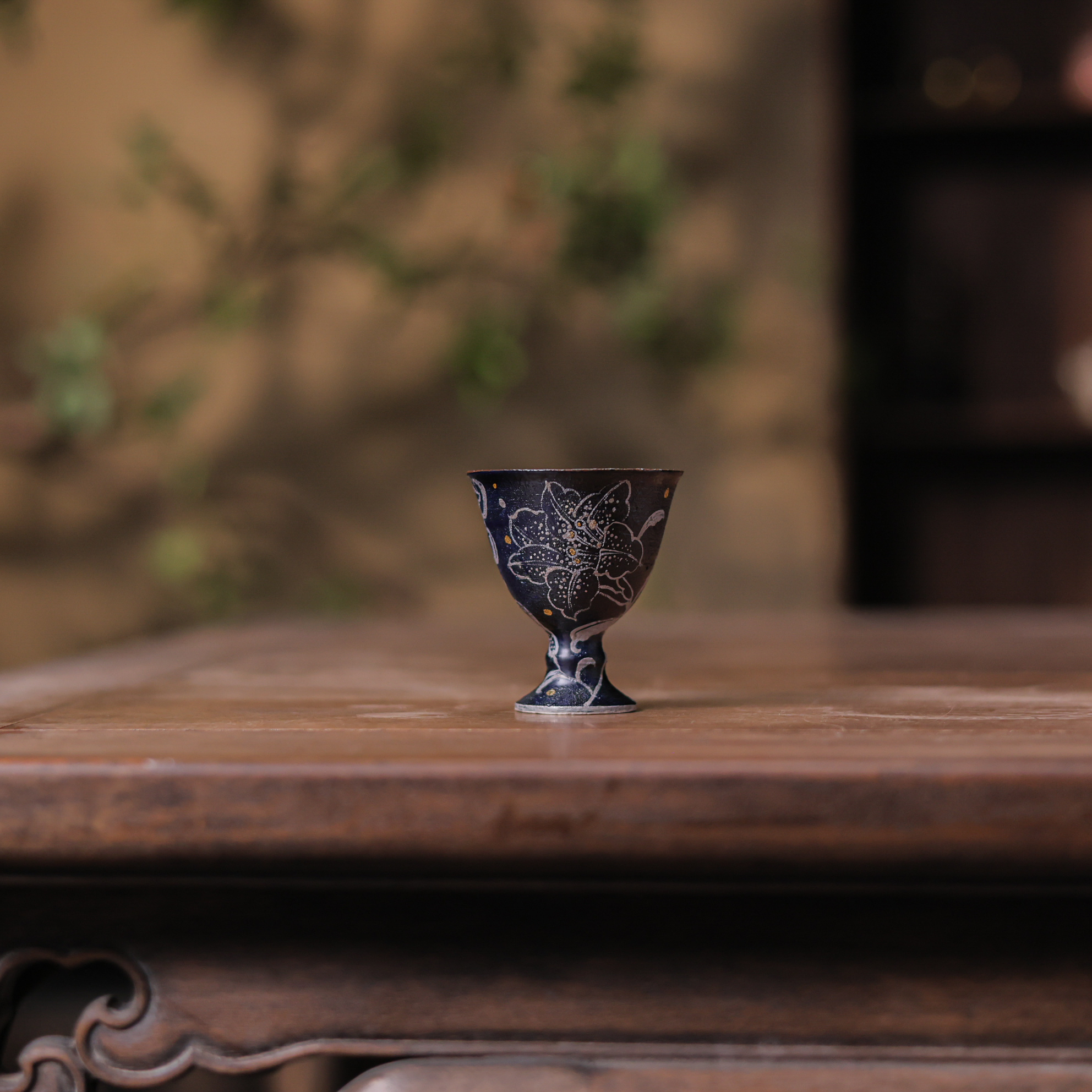 【小田甄陶】百合-蕉白轩-高足杯60ml（蕉白S0752）