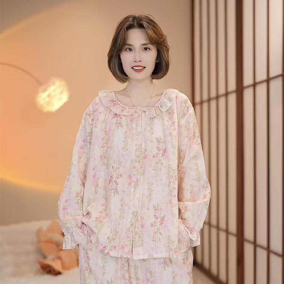 芙蓉世家【花海】秋季新品纯棉100舒适家居服可外穿