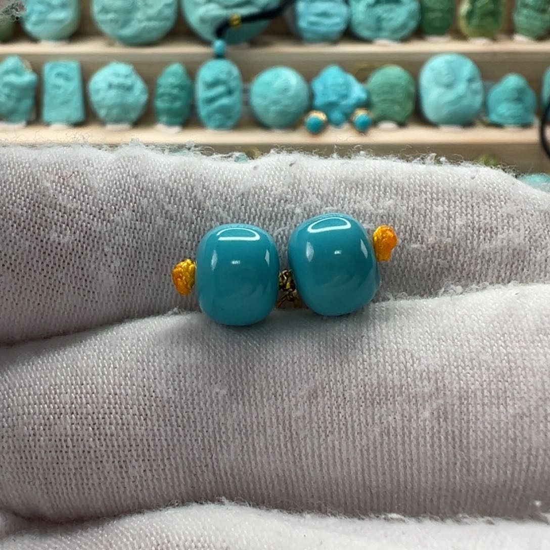 未镶嵌绿松石老型对珠8.7x7mm