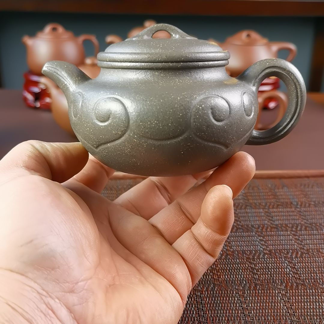 紫砂茶壶梨皮天青仿古如意260CC国工