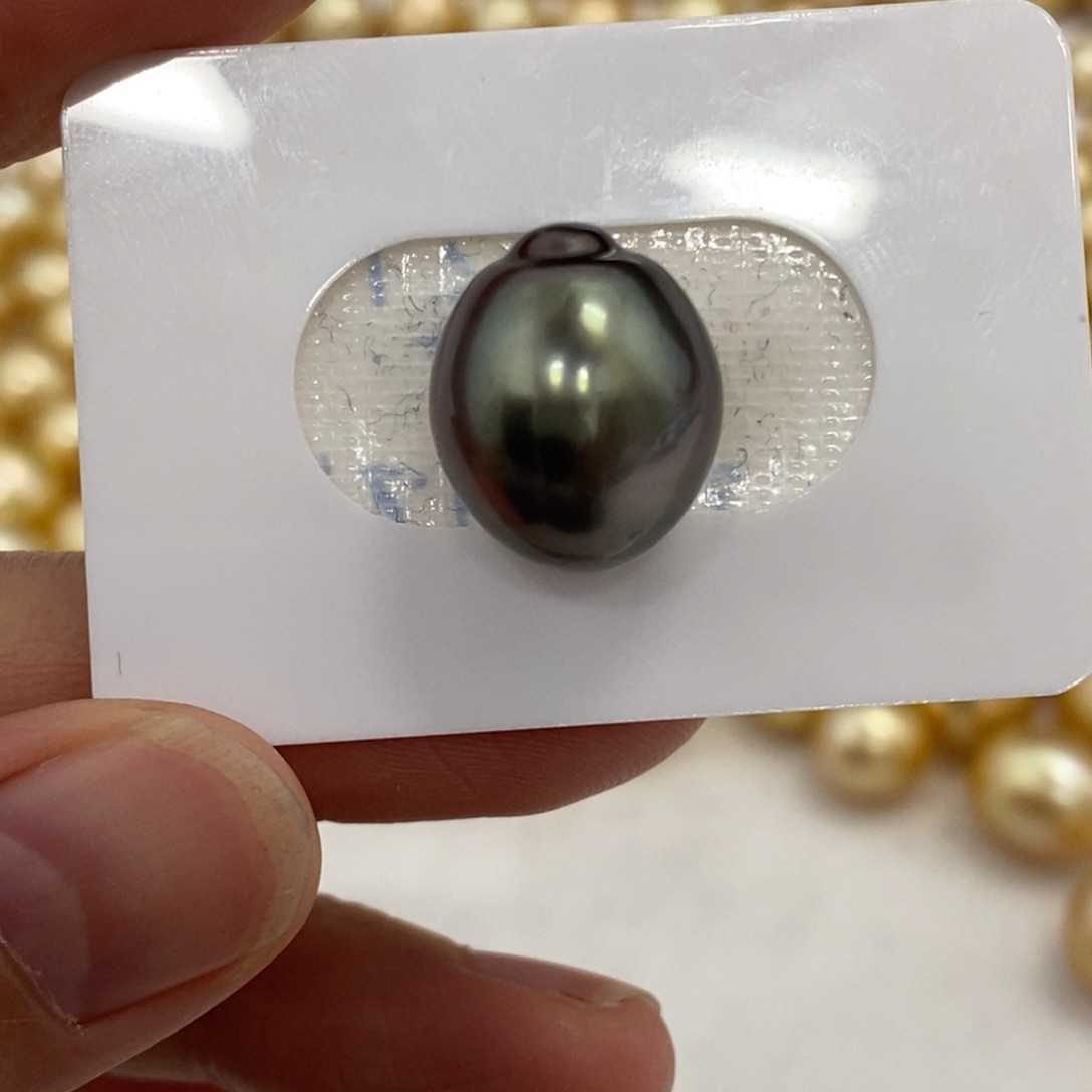 裸珠海水珍珠大溪地深绿色干净13,5