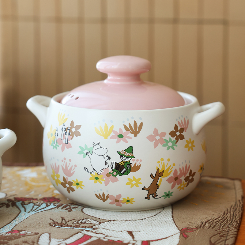 【MOM家】1.2L 姆明花语汤锅 家用砂锅 多功能炖锅 礼盒装20*14.5CM