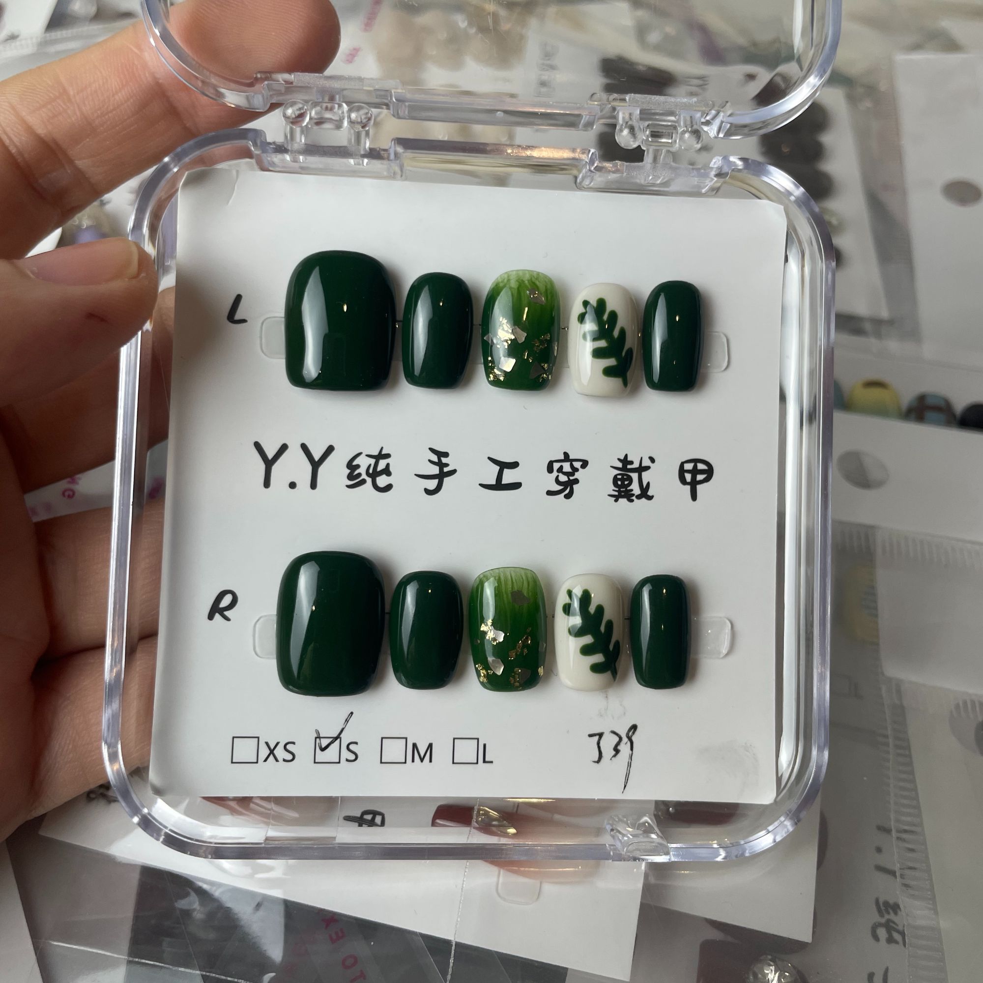 素雅风手绘渐变晕染花朵手工穿戴甲显白美甲贴片穿戴甲纯手工