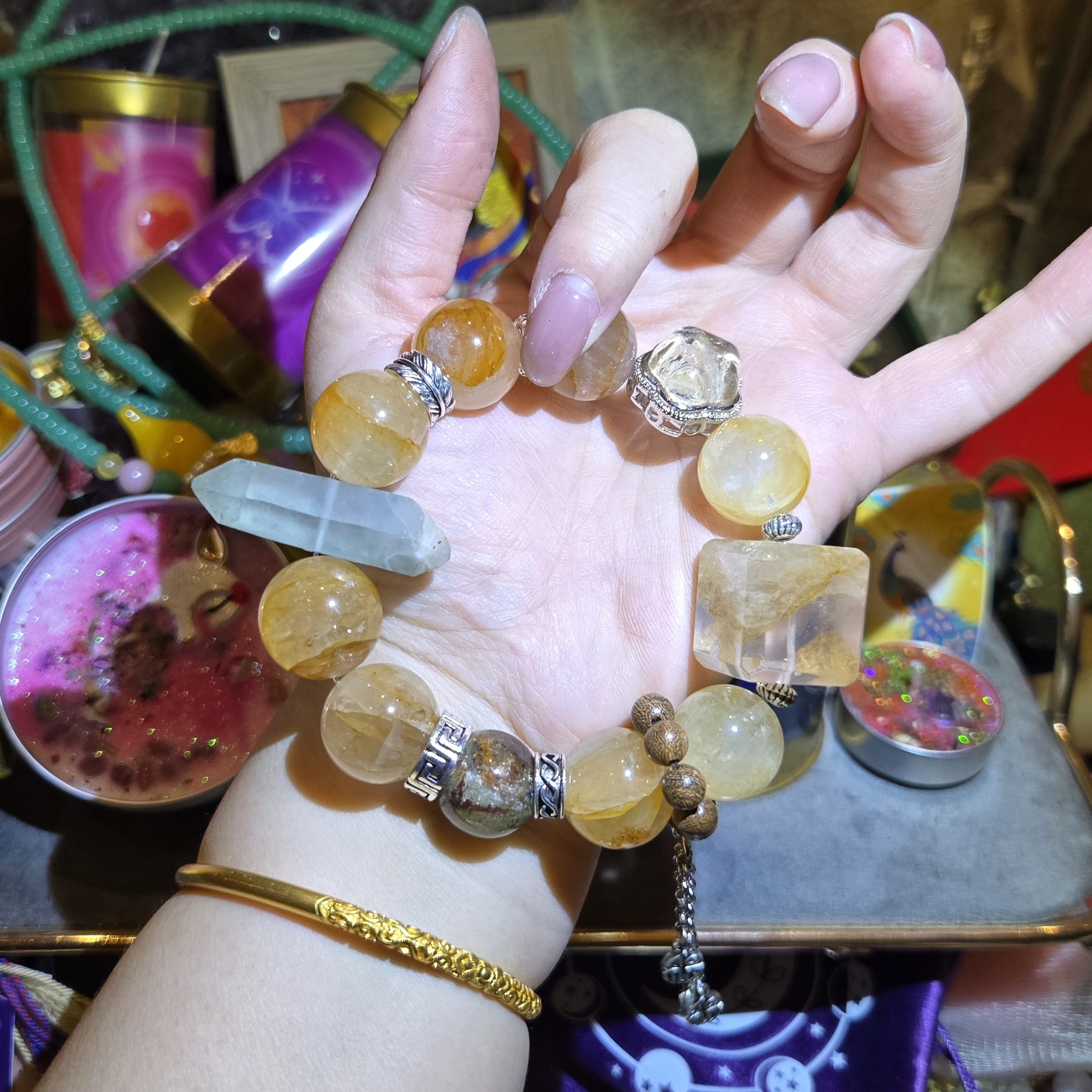 非金属珐琅手链 巨无霸绿原石浇花手链