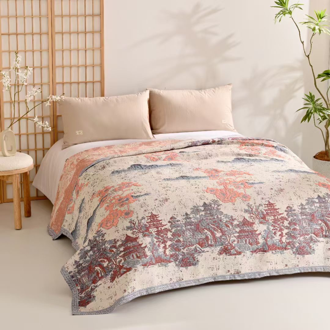 【化春风】200*230cm多层轻奢透气亲肤床盖毛毯盖毯机洗