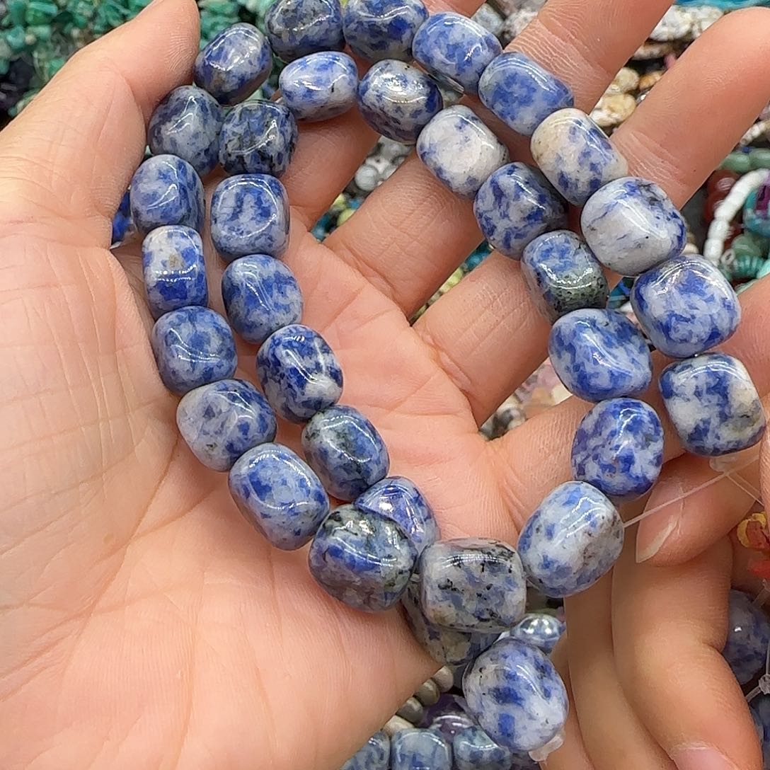 玛瑙/玉髓合金珠宝半成品青花瓷蓝纹9mm一条