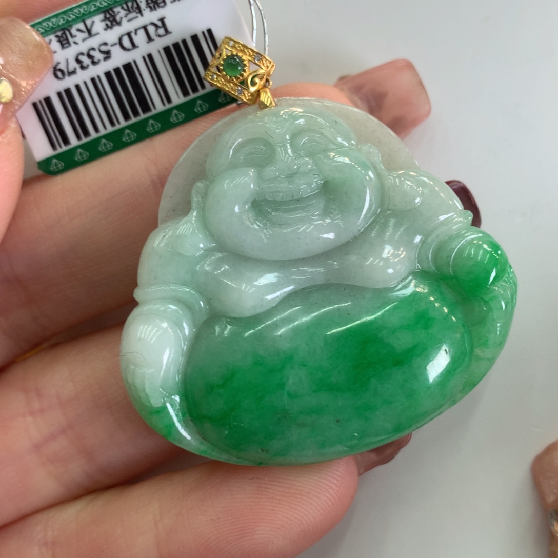 翡翠吊坠(不含链)18K金镶嵌