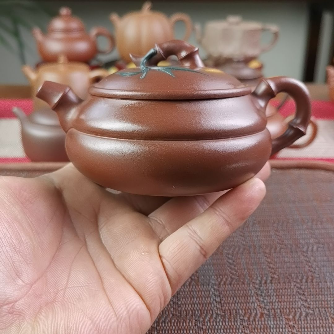 紫砂茶壶紫泥竹韵250CC国工