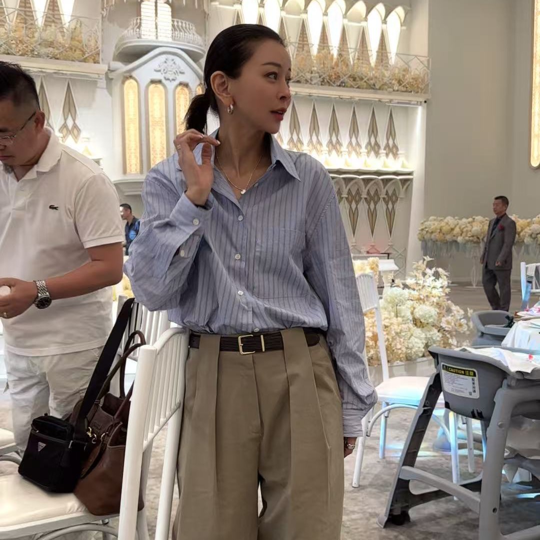 韩国新款宽松设计感条纹衬衣（NO退）