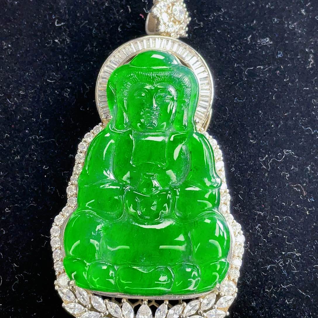 翡翠吊坠(不含链)银S925镶嵌