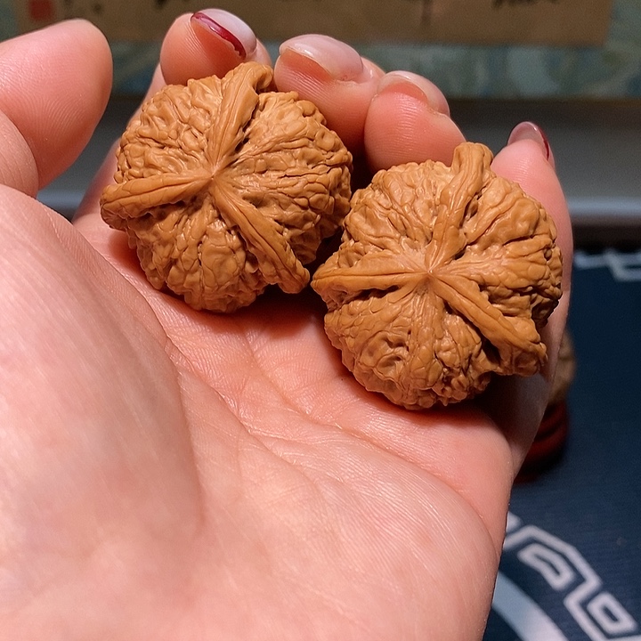 文玩核桃把件38野生三棱