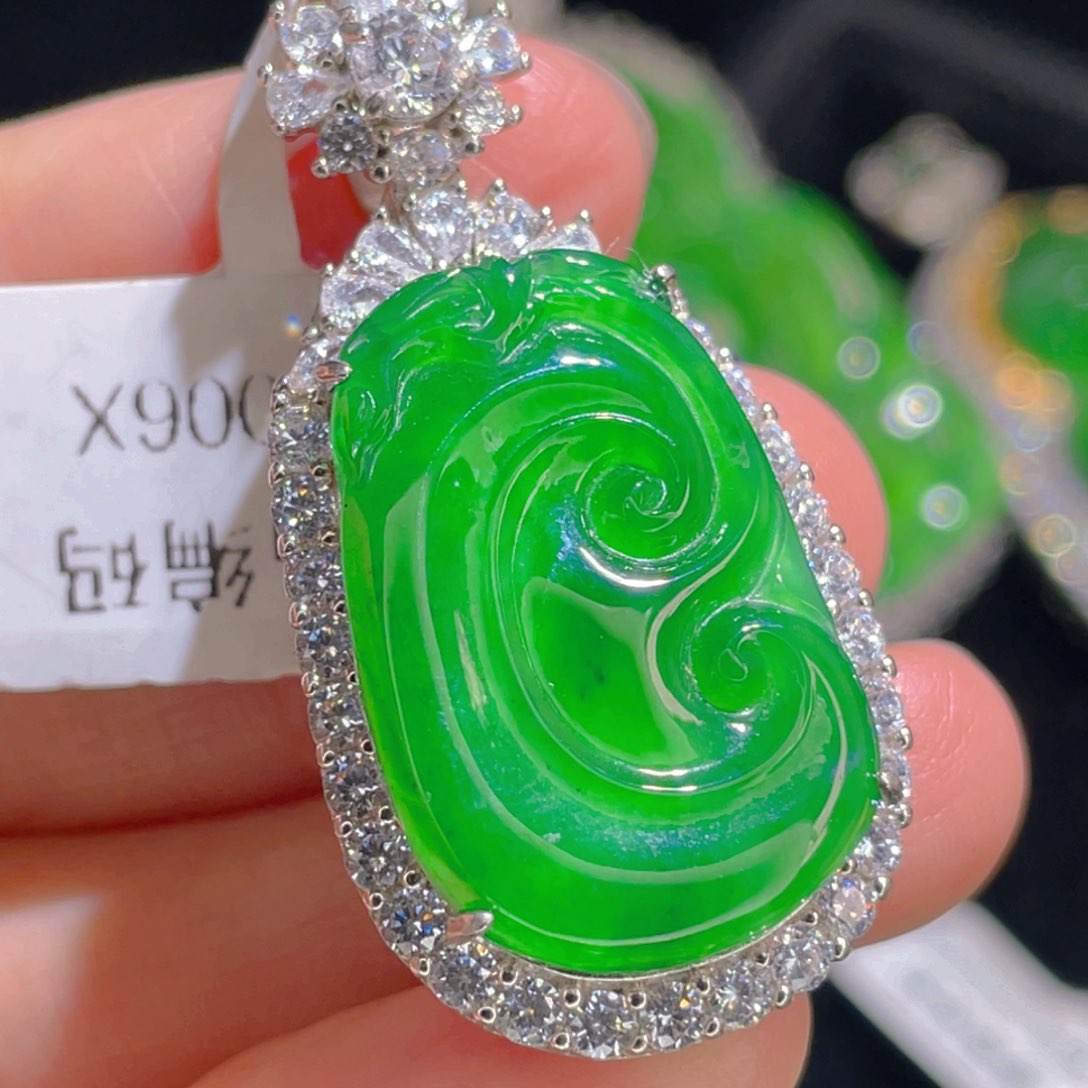 翡翠吊坠(不含链)银S925镶嵌