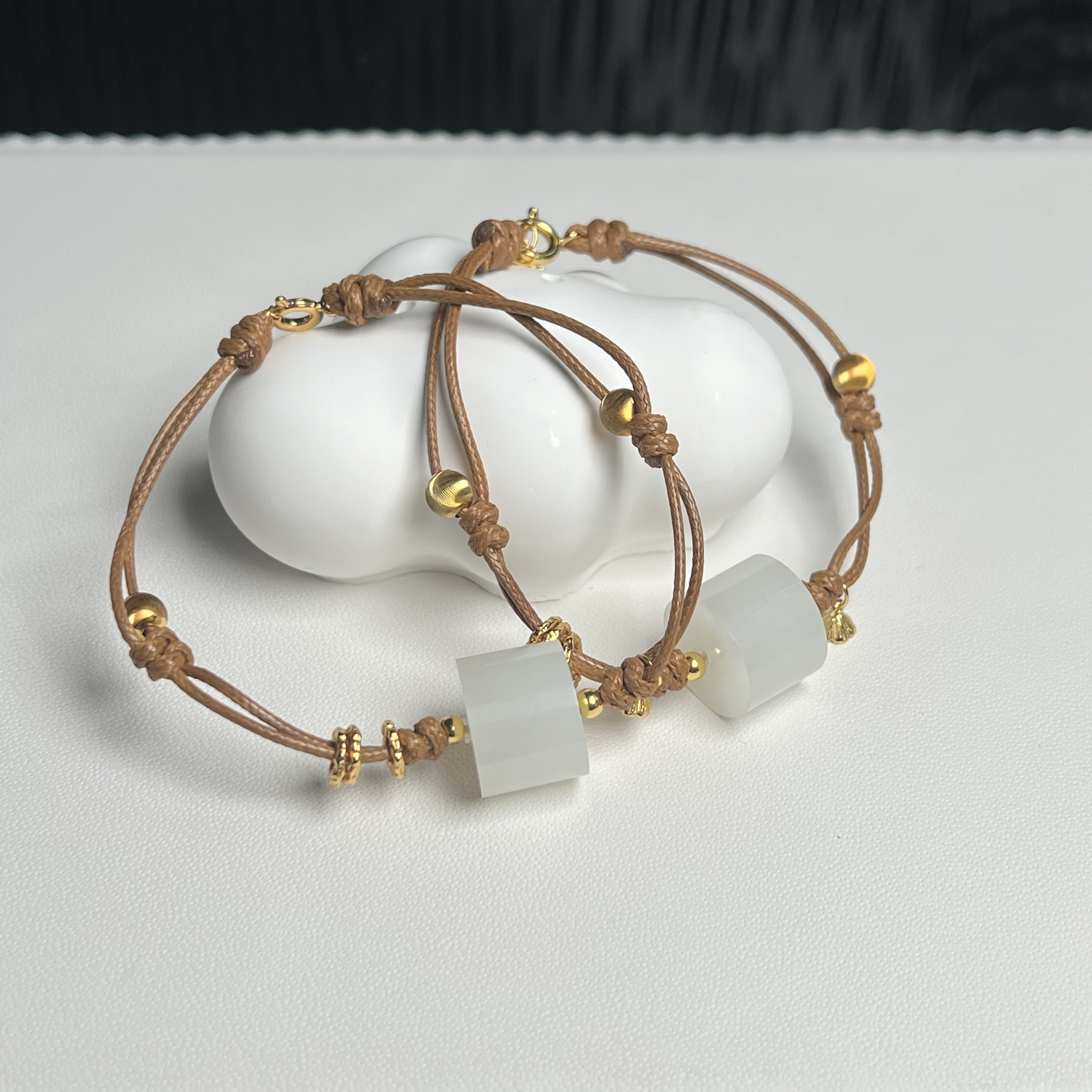 【北野珠宝】天然和田玉白玉手绳B183H-277多样性发一10x14mm