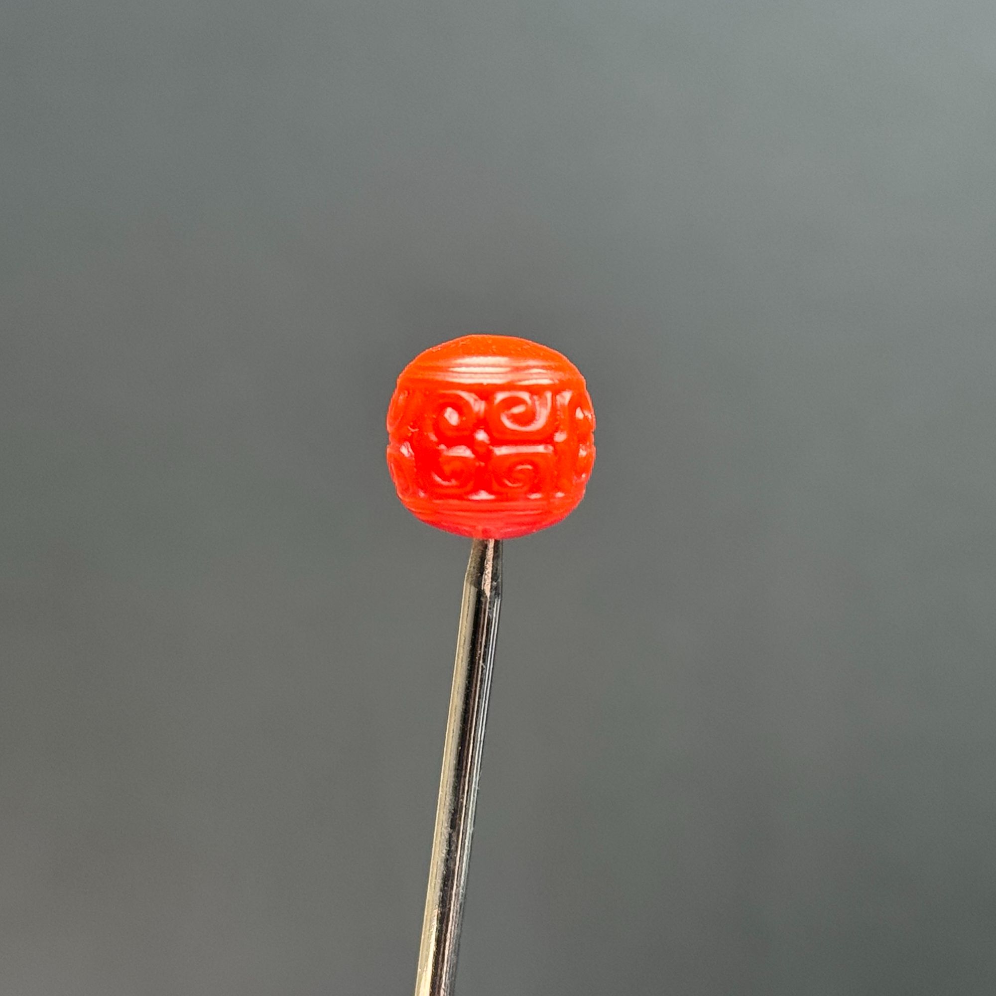 204 柿子红回纹老型珠12mm单珠