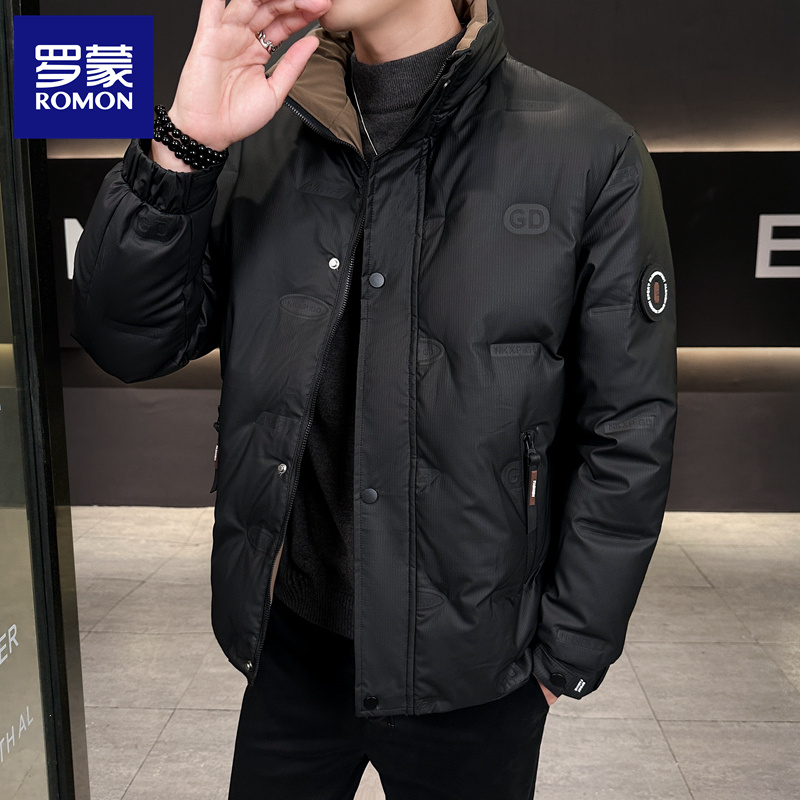 Romon/罗蒙高级感时尚百搭羽绒服男潮流立领冬季加厚保暖免洗外套