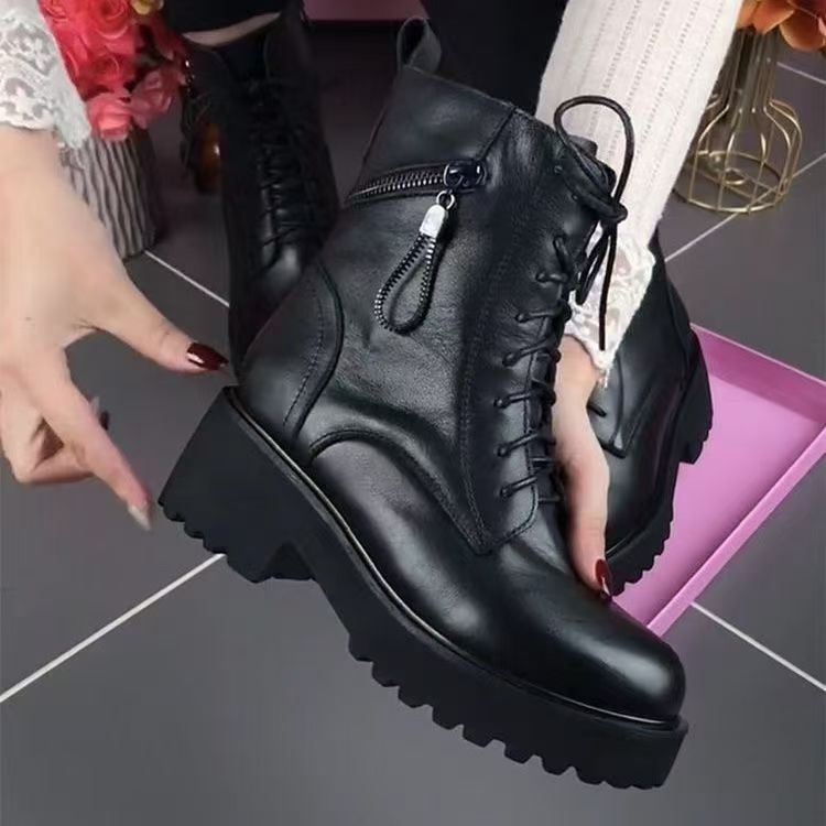 【品牌特卖运费险】我25年新款短靴厚底单靴粗跟中跟防滑妈妈鞋康