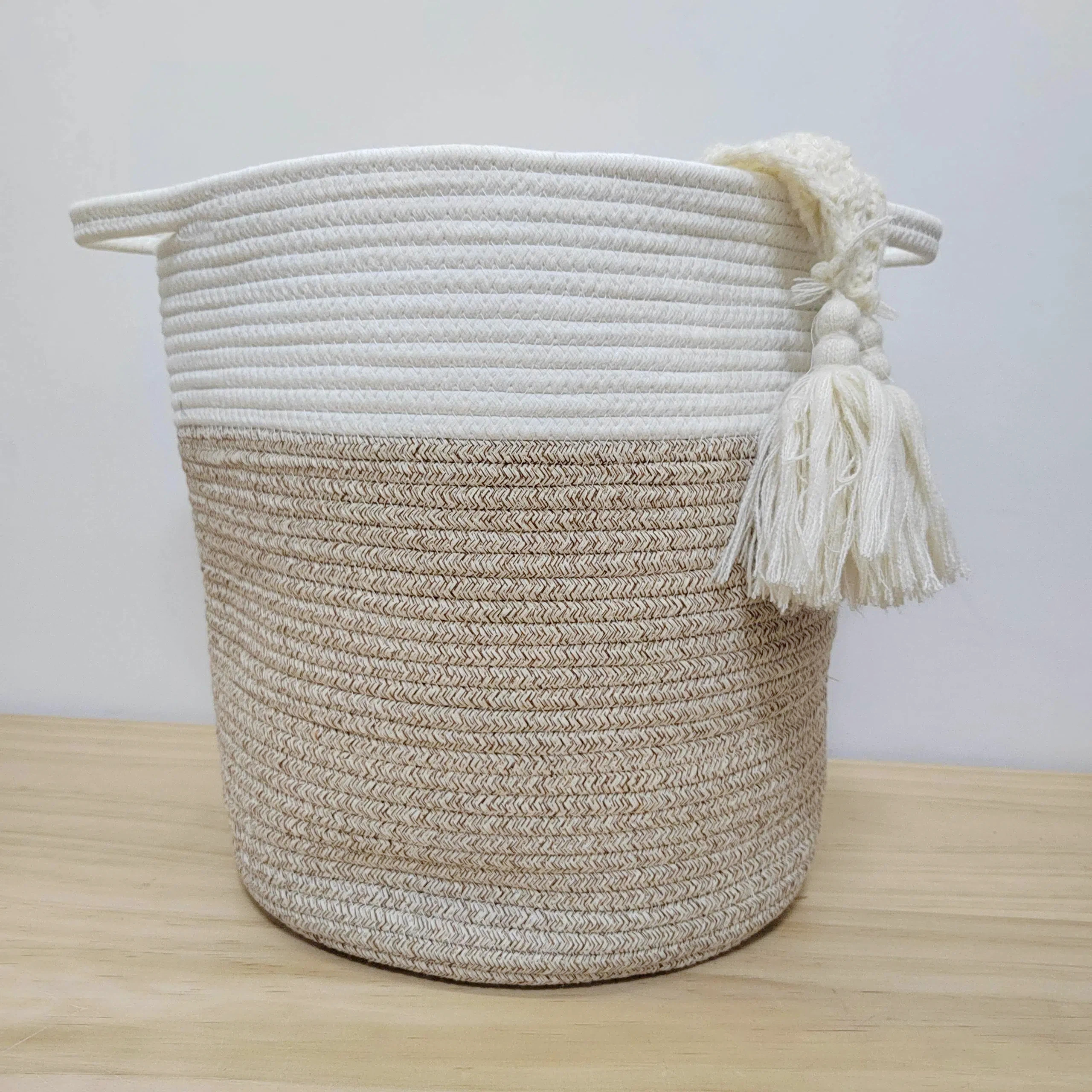 北欧编织客厅棉绳收纳筐棉线杂物家用玩具车载礼物篮圆形