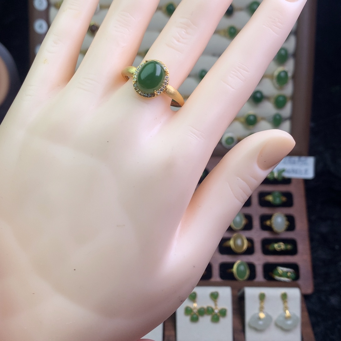 和田玉银S925镶嵌戒指