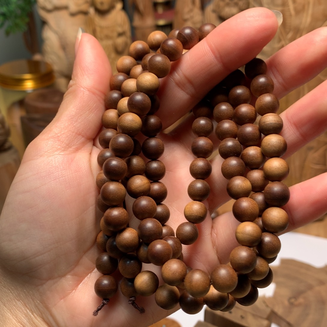 檀香木手串/手链M**i老山檀香0.8多圈沉水黑肉老料